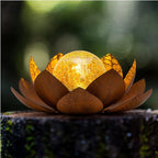 Huaxu Solar Lights Outdoor Decor Metal Lotus Flower LED Waterproof Glass Decorative Gifts for Garden Lover Women Mom Table Pathway Lawn Patio Yard Ground