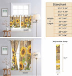 Farmhouse Sunflowers Living Room Curtains 84 Inch Length, Window Curtains Tab Top, Rustic Floral Buttterfly Wood Board Brown Light Filtering Window Treatments Drapes 42"x84" 2 Panel
