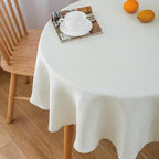 NLMUVW Linen Round Tablecloth 48 Inch, White Table Cloth Textured Small Dining Table Cover Water Resistant for Party Cafe Kitchen