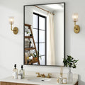 HARRITPURE 24"x36" Framed Bathroom Mirror for Wall Rectangle Mirror Aluminum Alloy Frame Wall-Mounted for Farmhouse Entryway Bedroom Living Room Black