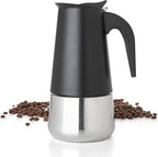Mixpresso Black 9 Cup Greca Stovetop Espresso Pot 450ml/15oz, Moka Pot with Coffee Percolator Design, Stainless Steel Stove Top Coffee Maker for Camping or Home Use,Italian Stovetop Espresso Maker
