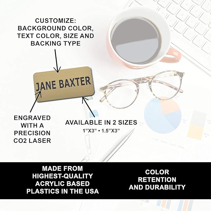 Custom Engraved Name Tag Badges – Personalized Identification with Pin or Magnetic Backing, 1.5 Inches x 3 Inches, Red/White