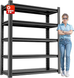 Storage Shelves Garage Shelving Heavy Duty - 72''H Shelves Adjustable 5 Tier Metal Shelving Unit Storage Rack Industrial Shelving Utility Shelf for Garage 16" D x36 W x72 H