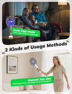 YISSVIC Electric Fly Swatter Bug Zapper Racket 4000V LED Screen Dual Modes Fly Zapper Rechargeable for Indoor Home Office Backyard Patio Camping