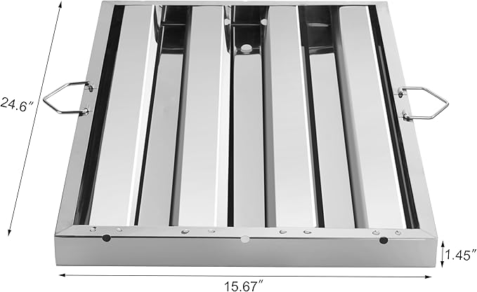 New Star Foodservice 54347 Stainless Steel Hood Filter 16" W x 25" H, Set of 6