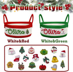 Personalized Christmas Woven Basket Custom Name Christmas Gift Basket Customized Toy Storage Basket Festive Storage Organizer for Holiday Decor Boy&Girl Christmas Gifts