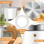 2-in-1 Aluminum Moka Pot Set with Electric Stove Classic Stovetop Espresso Coffee Maker 150ml 5oz Mocha Express Portable Camping Travel Preferred Cafe Makers Italian Cuban Café Brewing 3 Cup