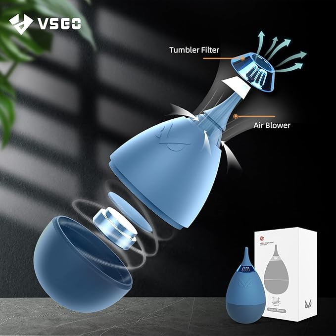 VSGO Camera Air Blower with Filter Compressed Air for for Nikon, Sony, Canon Lens and Sensor Cleaning, Tumbler Design Blue (V-B012E)