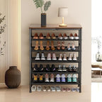 Mavivegue Metal Shoe Rack, 5 Tier Shoe Organizer with MDF Board and Non-Woven Fabric, Shoe Rack for Entryway and Closet,Industrial, Rustic Brown