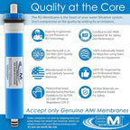 APPLIED MEMBRANES INC. 100 GPD Reverse Osmosis Membrane | RO Membrane Water Filter Replacement for Reverse Osmosis Water Filtration System | 1.8” x 12” Universal Compatibility | Made in USA
