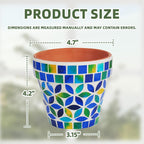 VOREEN 4.2 Inch Mosaic Terracotta Plant Pot, Handmade Flower Pots with Drainage, Handmade Indoor/Outdoor Decorative Planter for Succulents, Home & Garden Decor, Gift for Mom Wife Friend