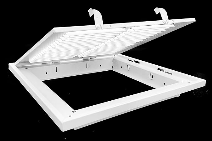 HVAC Premium 26" X 16" Steel Return Air Filter Grille for 1" Filter - Fixed Hinged - HVAC DUCT COVER - Flat Stamped Face - White [Outer Dimensions: 28 5/8"w X 18 5/8"h]