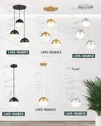 LMS Mid Century Pendant Lights, Brushed Gold Kitchen Island Light Fixtures with White Globe Glass Shade, Adjustable Hanging Cord, 3-Pack for Home Office Dining Room Bathroom, LMS-186PL-BGWS3PK