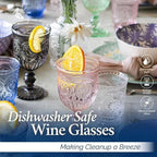Yungala Colored Wine Glasses set of 6 colorful glass goblets made from Solid glass colors, colorful wine glasses are 100% dishwasher safe, multi colored wine goblets are hand crafted