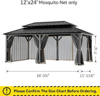 Covered Outdoor Gazebo Mosquito Netting Replacement Universal 6-Panel Sidewalls 12' x 24', Outdoor Gazebo Mosquito Nettings with Double Zipper, Replacement for Patio Canopy, Garden (Mosquito Net Only)