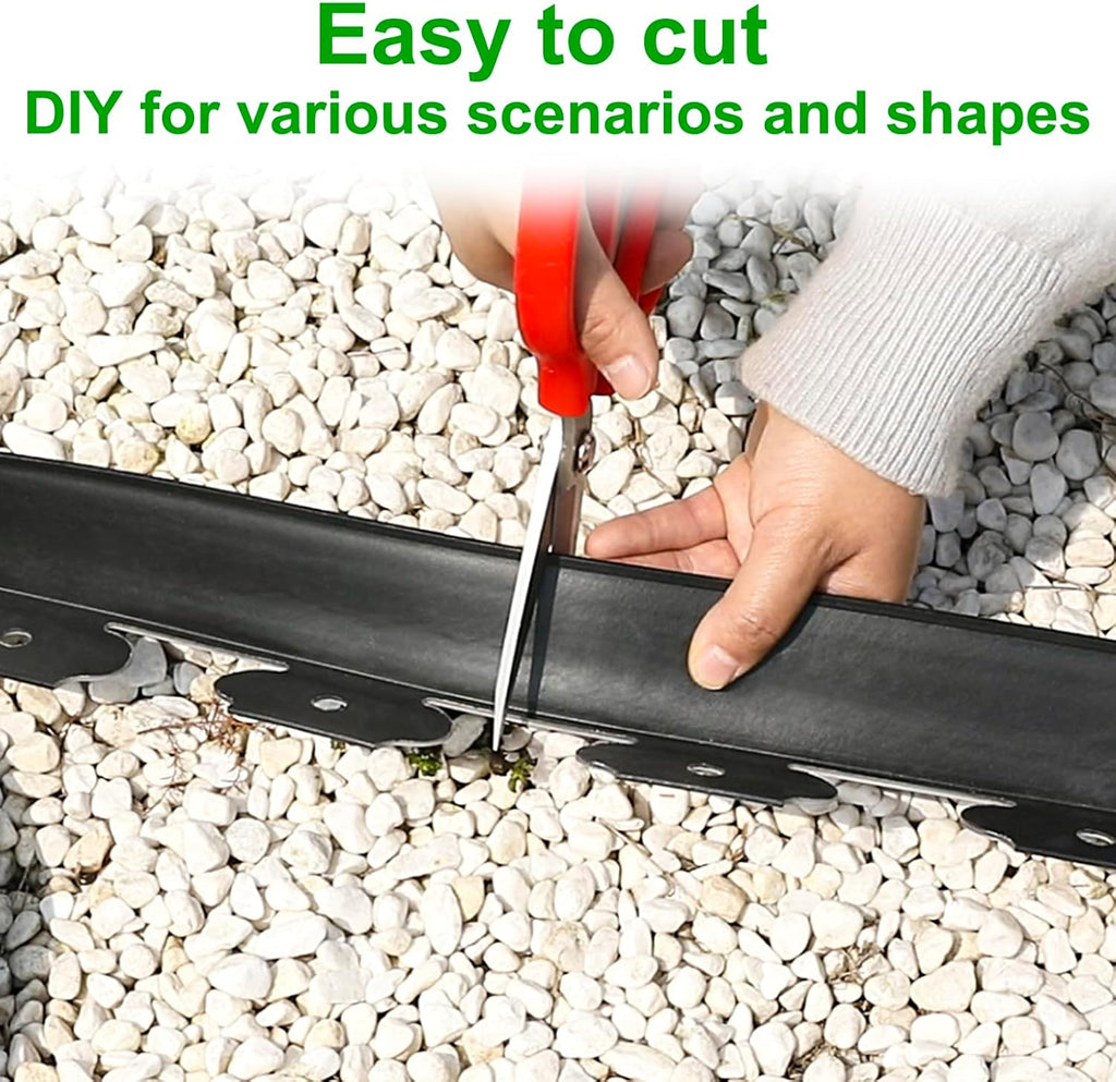 JERIA 2 Inch Tall 66 FT Garden Edging Kit with 90pcs Spikes, Plastic Edging for Landscaping