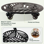3 Packs Metal Plant Caddy with 3 Metal PU Wheels 12” Heavy-duty Wrought Iron Rolling Plant Stands with Casters Indoor and Outdoor Plant Pot Roller Base Plant Dolly Coaster Movers Black