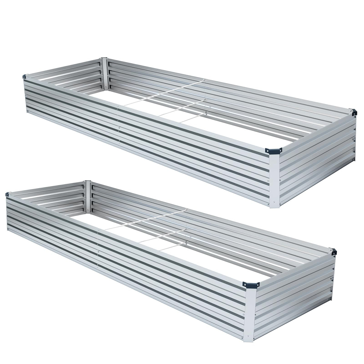 Meberam 2 Pack 6x3x1FT Galvanized Raised Garden Beds Kit Outdoor Metal Gardening Planter Box for Vegetable Elevated Flower Herbs,Silver