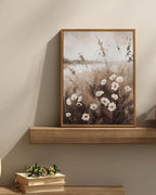 InSimSea Framed Wall Art for Living Room Landscape Canvas Wall Decor Meadow with Flowers Vintage Paintings Classical Wildflower Field Scene Boho Floral Pictures Decor for Bathroom Bedroom 12x16in