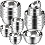 20 Pack 304 Stainless Steel Bowls Set 13 oz 34 oz Metal Double Walled Insulated Snack Mixing Lightweight Multipurpose Toddler Dinner Bowls for Ice Cream, Cereal, Snack