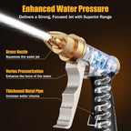 Heavy Duty Brass Garden Hose Nozzle High Pressure Metal Water Spray Nozzle with 4 Adjustable Patterns for Garden Watering, Car Washing & Pet Bathing (Brass)