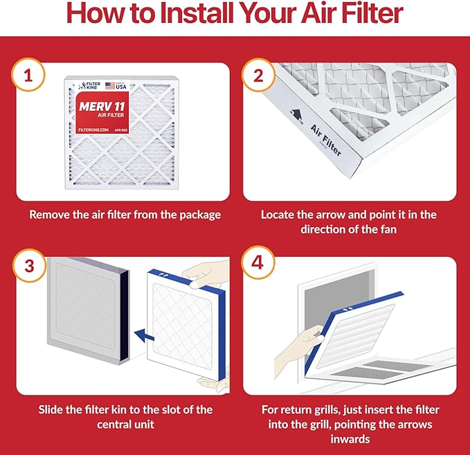 Filter King 13x21x1 Air Filter | 12-PACK | MERV 11 HVAC Pleated A/C Furnace Filters | MADE IN USA | Actual Size: 13 x 21 x .75"