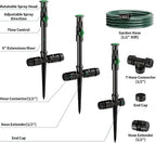 Flexible Sprinkler System, Above Ground DIY Irrigation Kit, Multi-Adjustable Lawn Sprinkler Set, Ideal for Plant and Flower Bed Watering, 30ft Garden Hose Included