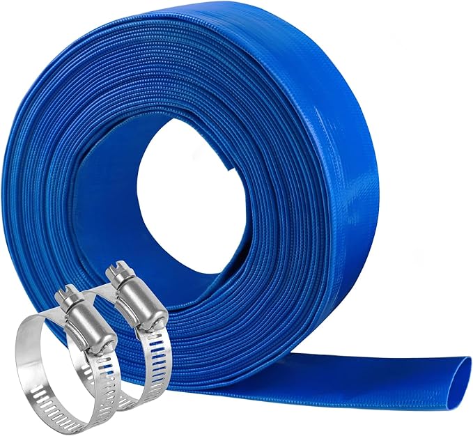 Eastrans Heavy Duty 1 IN x 25 FT Pool Backwash Hose, Flat Discharge, Weather & Burst Resistant, Best Hose for Inground Pools, Filter & Drain Hose