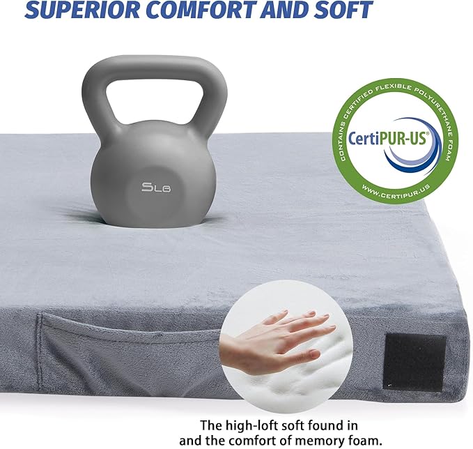 CYMULA CertiPUR-US Memory Foam Camping Mattress Pad, Portable Foam Sleeping Pad for Camping, Roll up Sleeping Mat for Adults Guest Floor Bed for Sleepover, Car, Tent SUV Cot Mattress