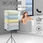 8-Piece Premium Towel Set for Bathroom|2 Oversized Large Bath Sheet,2 Hand Towels,4 Washcloths|Soft Cozy Highly Absorbent Fast Dry Microfiber Shower Towel Set for Hotel Bathroom Essentials,Green White