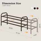 2 Tier Shoe Organizer, Shoe Rack for Closet, 28“ Metal Shelf Can Expandable to 42“, for Bedroom, Entryway, Closet, Garage, Adjustable to 12 Pairs Shoes, Rustic Brown