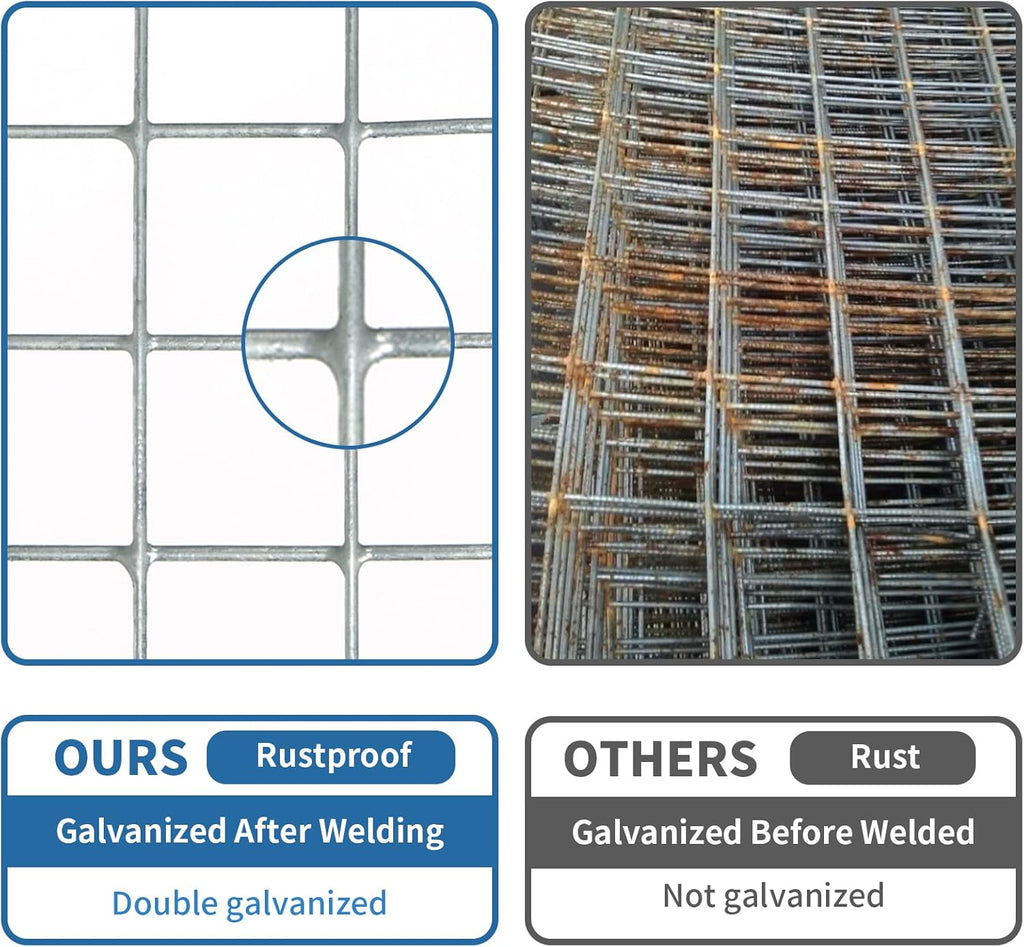 Hardware Cloth 1/2 Inch 48in X 100ft- Hot Dip Galvanized After Welding Wire Mesh Roll, 19 Gauge Chicken Wire Fencing for Garden Fencing Chicken Coop Wall Decoration Tree Guard Hardware Mesh