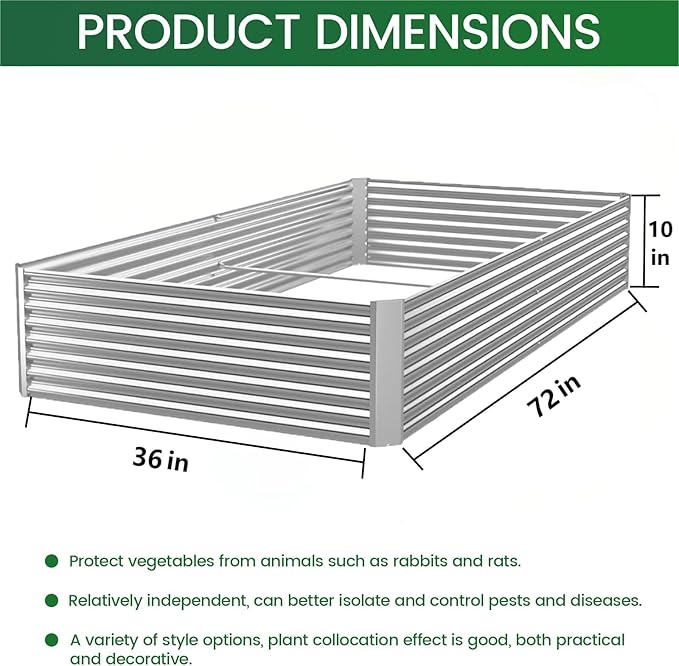 3pcs 6x3ft Galvanized Raised Garden Bed Outdoor,Above Ground Garden Bed for Vegetable,Metal Raised Beds for Flower,Steel Raised Beds for Gardening