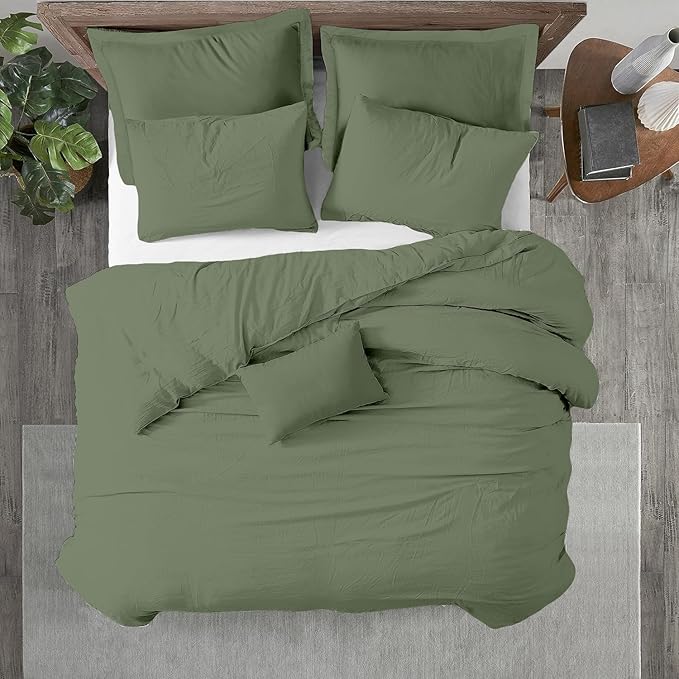 Kotton Culture 1 Pc Queen Size Duvet Cover Only -100% Egyptian Cotton Sateen 600 TC Ultra Soft Premium Durable Comforter Cover Zipper Closure & Corner Ties (Sage Green, Queen/Full 90" X 90")