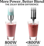 Zulay Immersion Stick Mixer Hand Blender - 800 Watts, Turbo Mode, 5-ft Power Electric Cord, Handheld Portable, Stainless Steel Blades - For Effortless Blending Smoothie, Soup, Baby Food, Puree - Aqua