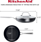 KitchenAid Hard Anodized Induction Nonstick Frying Pan Set With Tempered Lids, 4-Piece - 10 & 12 Inch – Durable, Even Heating, Oven Safe to 500°F, Dishwasher Safe, Easy-Clean