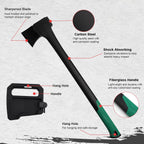 Camping Hatchet 31.8 Inch,Survival Hatchet Tactical for Wood Chopping and Kindling,Hatchet Axewith V Grind Blade, Lightweight Nylon Fiber Handle,for Outdoor Survival, Gardening, Hiking (L)