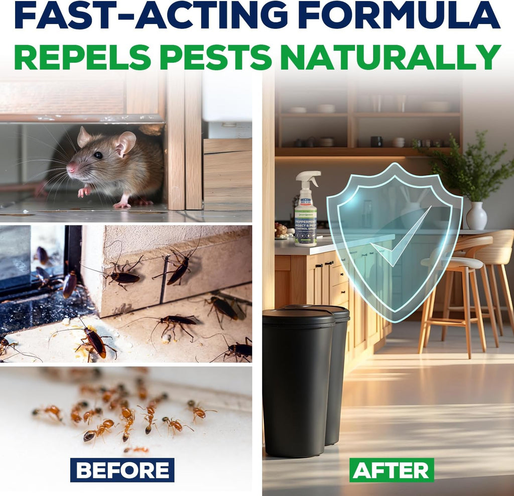 All Natural Peppermint Oil Insect & Pest Control Spray Repels Mice, Spiders, Ants, for Home, Indoor, Outdoor, Garden Maximum Strength Smart Grower Ready to Use 16 FL OZ