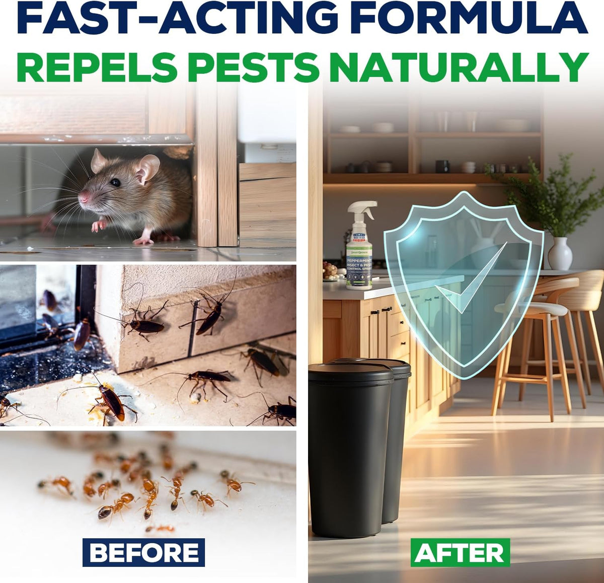 All Natural Peppermint Oil Insect & Pest Control Spray Repels Mice, Spiders, Ants, for Home, Indoor, Outdoor, Garden Maximum Strength Smart Grower Ready to Use 16 FL OZ