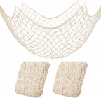 2 Pack Fish Net Decorations for Party, Natural Cotton Hawaiian Table Runner Party Fishing Net Decorative, Nautical Themed Decor Cotton Fishnet Under The Sea Pirate Ocean BeachHalloween Decor