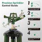 RESTMO Tripod Base Zinc Impact Sprinkler, 360° Rotating & 3-Height Adjustable Tripod, Heavy Duty Full Metal Sprinkler for Agriculture and Large Yard Irrigation