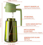 CXINYI - 16oz/470ml Olive Oil Dispenser for Kitchen with Stickers - 2 in 1 Olive Oil Sprayer for Cooking, Air Fryer, and Salad, Green (Light-Proof Kitchen Gadget)