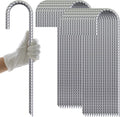 AAGUT Rebar Stakes 32 Pack 12'' Ground Stakes 3/8" Heavy Duty J Hook Anchors, Plant Support Garden Spikes Anti Rust Galvanized for Chain Link Fence