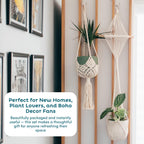 Nook Theory 4-Pack Macrame Plant Hangers with 8 Hooks - Hanging Planters for Indoor Plants, Boho Macrame Hangers Indoor Outdoor, Decorative Plant Hanger Indoor (Cream)