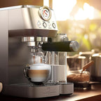 Cappuccino Coffee Machine with Automatic Milk Frother, Compact Espresso Machine with Pressure Gauge, Stainless Steel Cappuccino Maker with for Home, Office