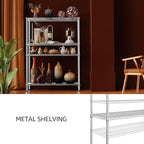 IZEUK 2640 LBS Garage Shelving Wide Storage Shelves 4 Tier Metal Shelves Heavy Duty Adjustable Utility Shelf Rack Chrome 17.7" D x 59.1" W x 70.4" H