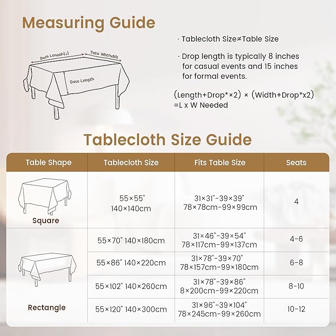puredown® Rustic Square Tablecloth, Waterproof Cotton Linen Tablecloth with Tassel, Wrinkle Free Farmhouse Table Cloths for Kitchen Dining Outdoor, 55"x55",4 Seats, Gray