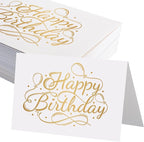 50 Pack 5x7 Birthday Cards, White Blank Happy Birthday Cards Bulk, Thick Folded Heavy Card Stock Paper for Greeting Cards, Thank You Notes, Envelopes, Card Making Supplies (Cards Only)