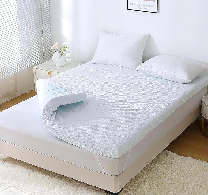 MUXHOMO 2 Inch 7-Zone Full Mattress Topper, Egg Crate Foam Mattress Topper Full Size for Back Pain, Lavender Cooling Gel Infused Bed Pad, CertiPUR-US and Oeko-TEX Certification (54"×75")
