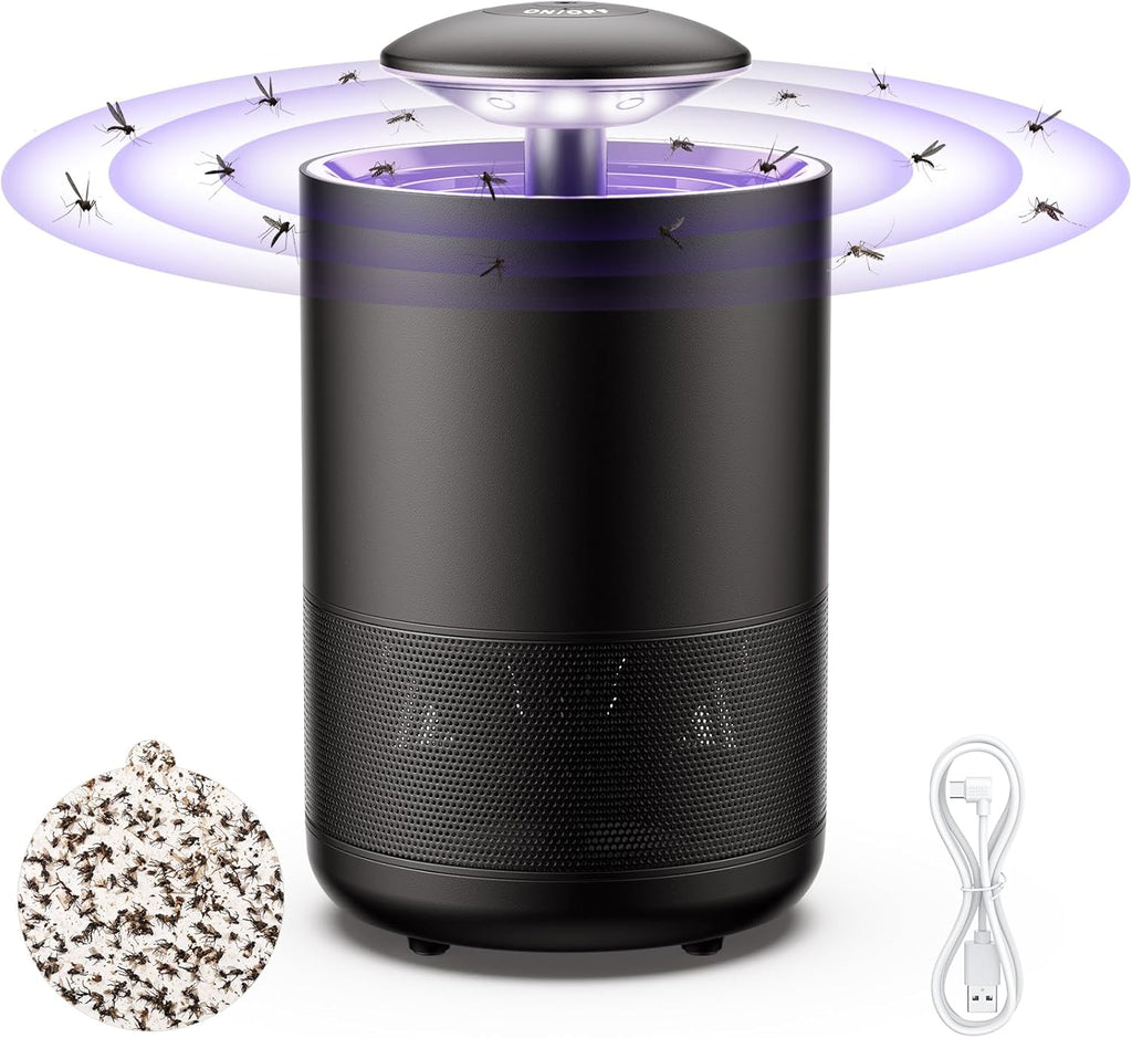 Tirgo Indoor Insect Trap Fan Catcher for Mosquito, Gnat, Fruit Fly, Moth, Flies, Portable UV Light Flying Insects Killer House Kitchen, Garage, Camping, etc.